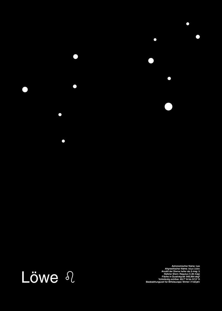 Löwe Sternbild Kunstdruck Black Edition