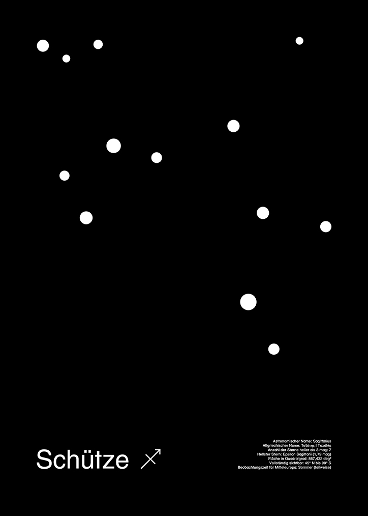 Schütze Sternbild Kunstdruck Black Edition