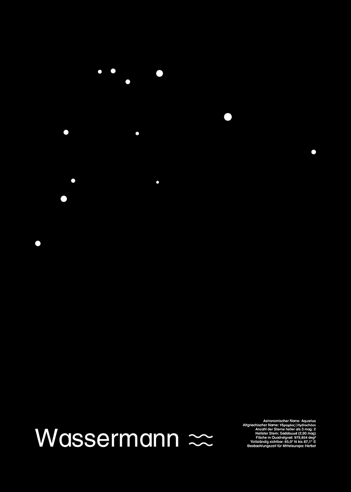 Wassermann Sternbild Kunstdruck Black Edition